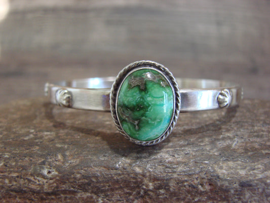 Native American Sterling Silver & Sonoran Turquoise Bracelet Signed SY