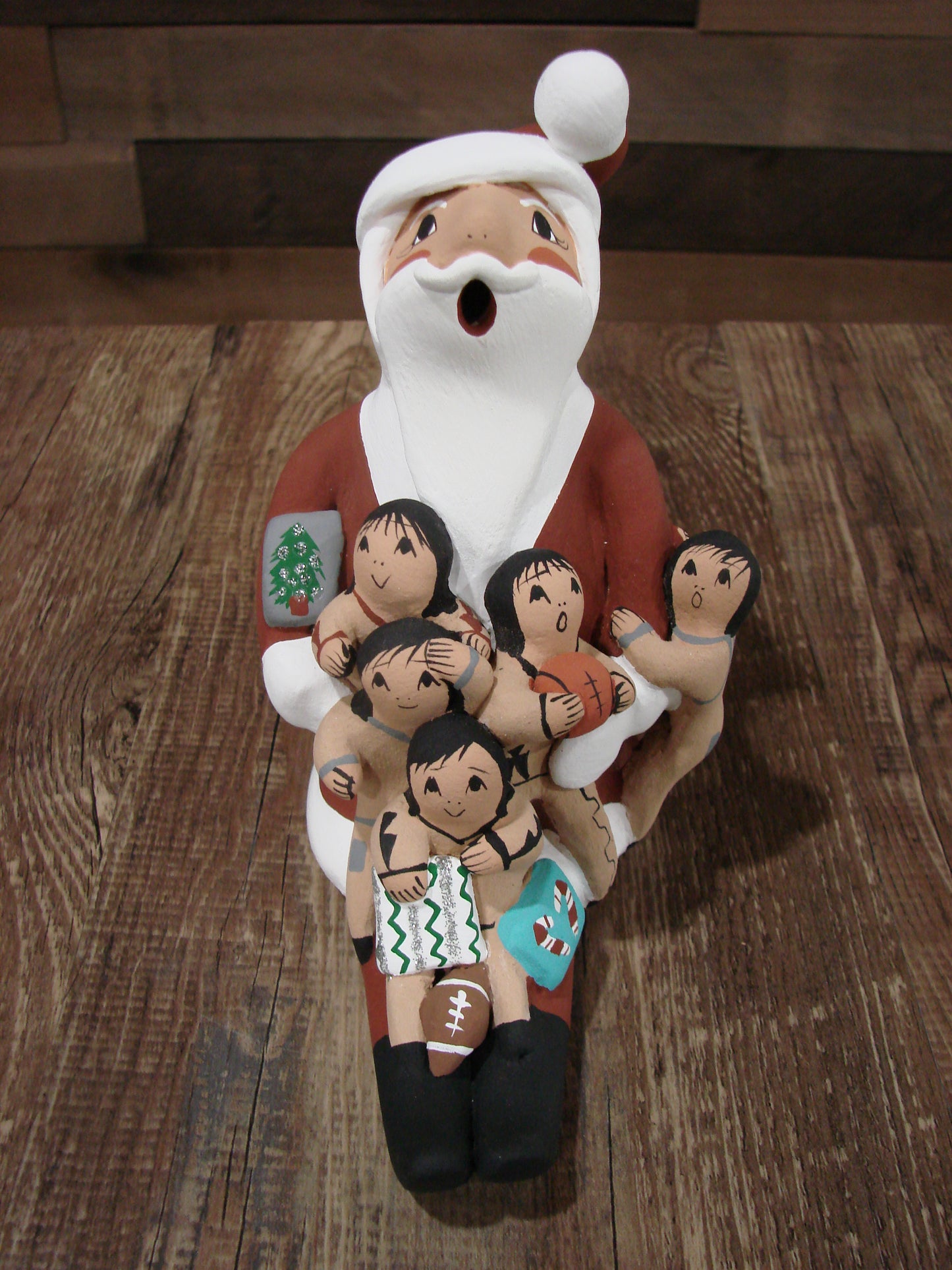 Native American Jemez Hand Sculpted Clay Santa Storyteller by Lucero