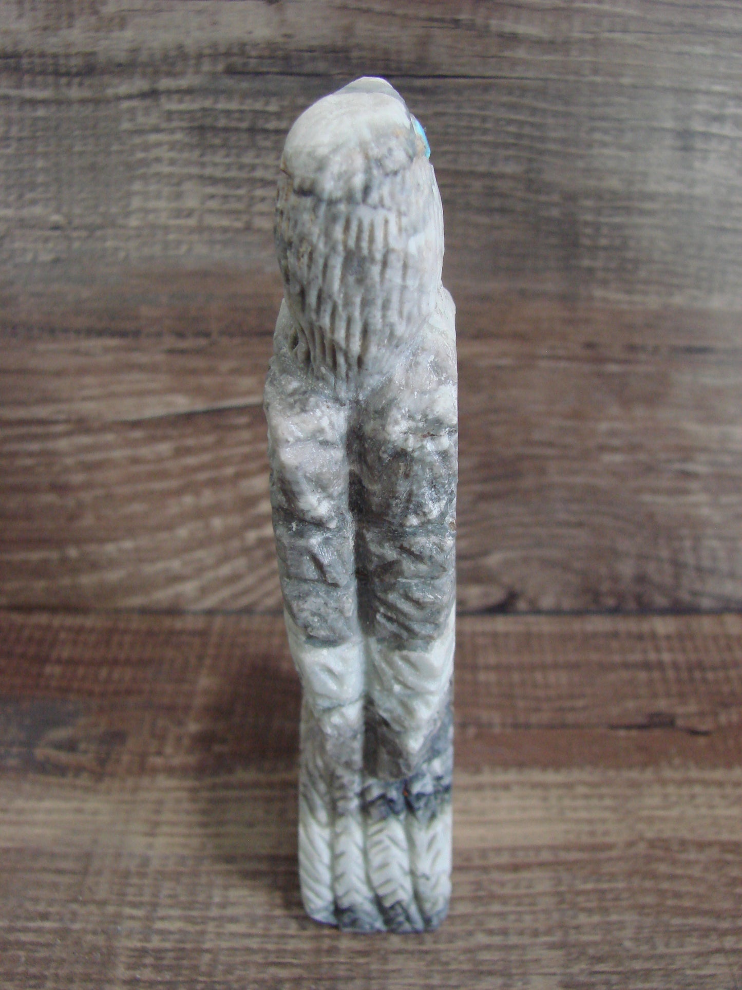 Native American Zuni Hand Carved Eagle Picasso Marble Fetish- Quam