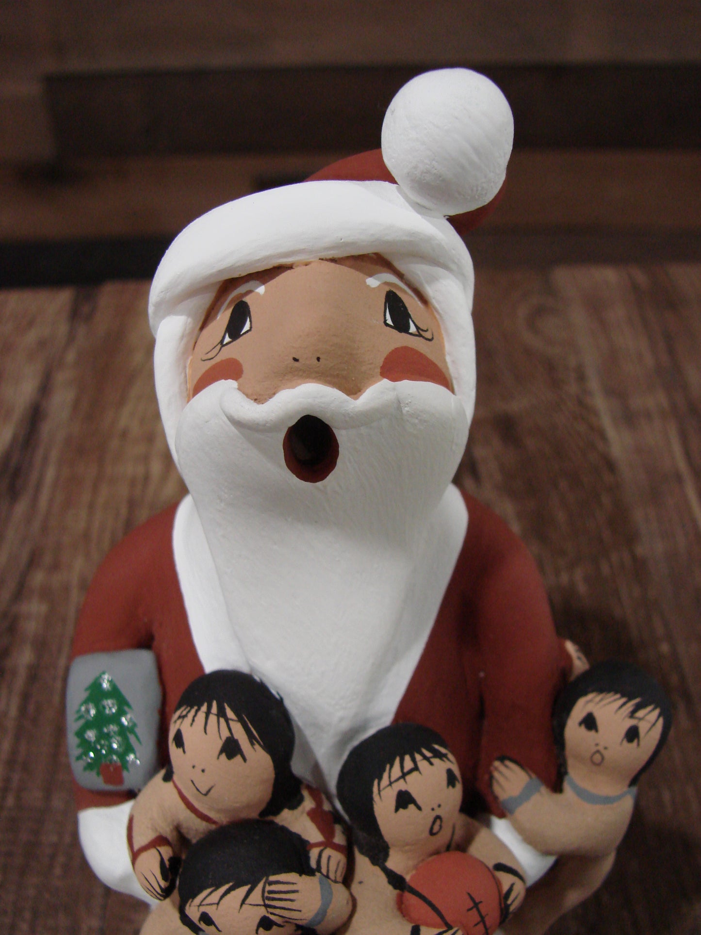Native American Jemez Hand Sculpted Clay Santa Storyteller by Lucero