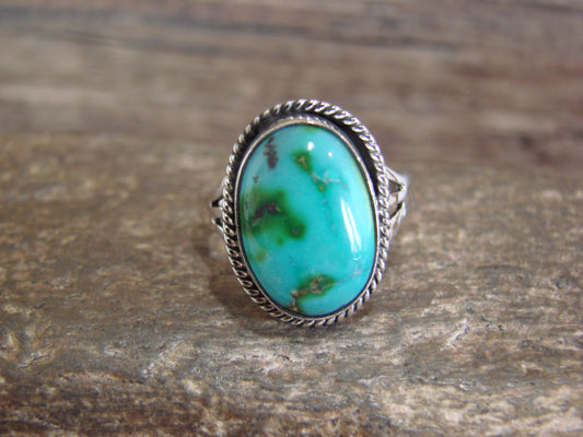 Native American Sterling Silver & Sonoran Turquoise Ring by Saunders - Size 8