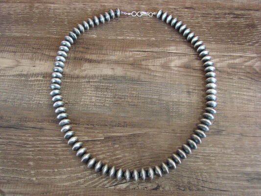 Native American Sterling Silver Rondelle Navajo Pearl 20" Necklace by Halwood