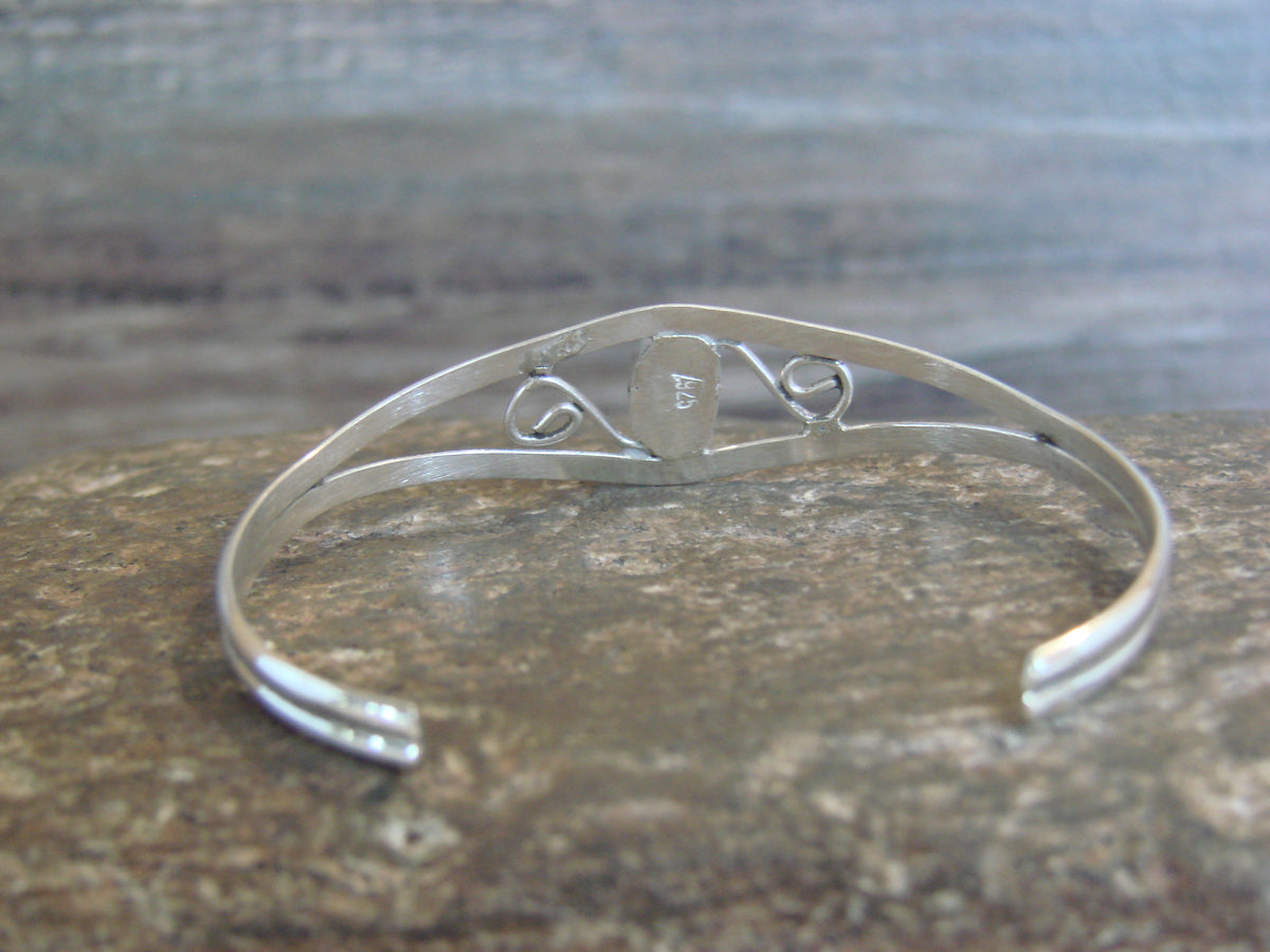 SMALL Navajo Baby / Child Sterling Silver Pink Opal Bracelet by Lincoln