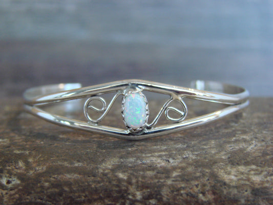SMALL Navajo Baby / Child Sterling Silver Opal Bracelet by Lincoln