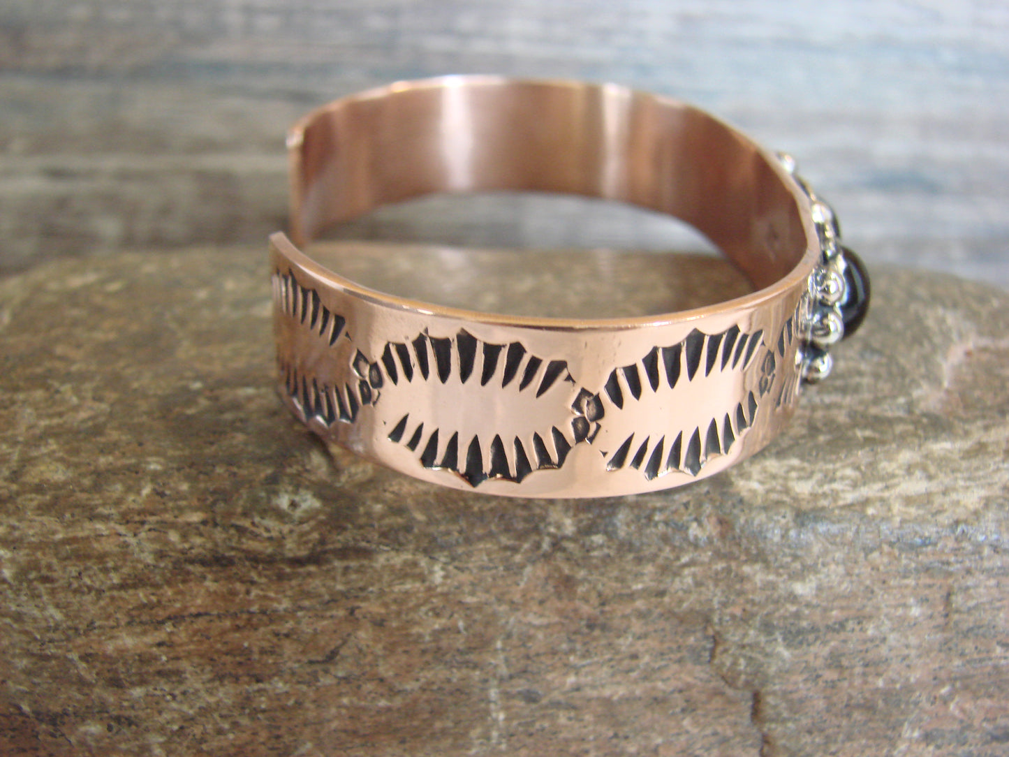 Native American Copper & Onyx Bracelet by Cleveland