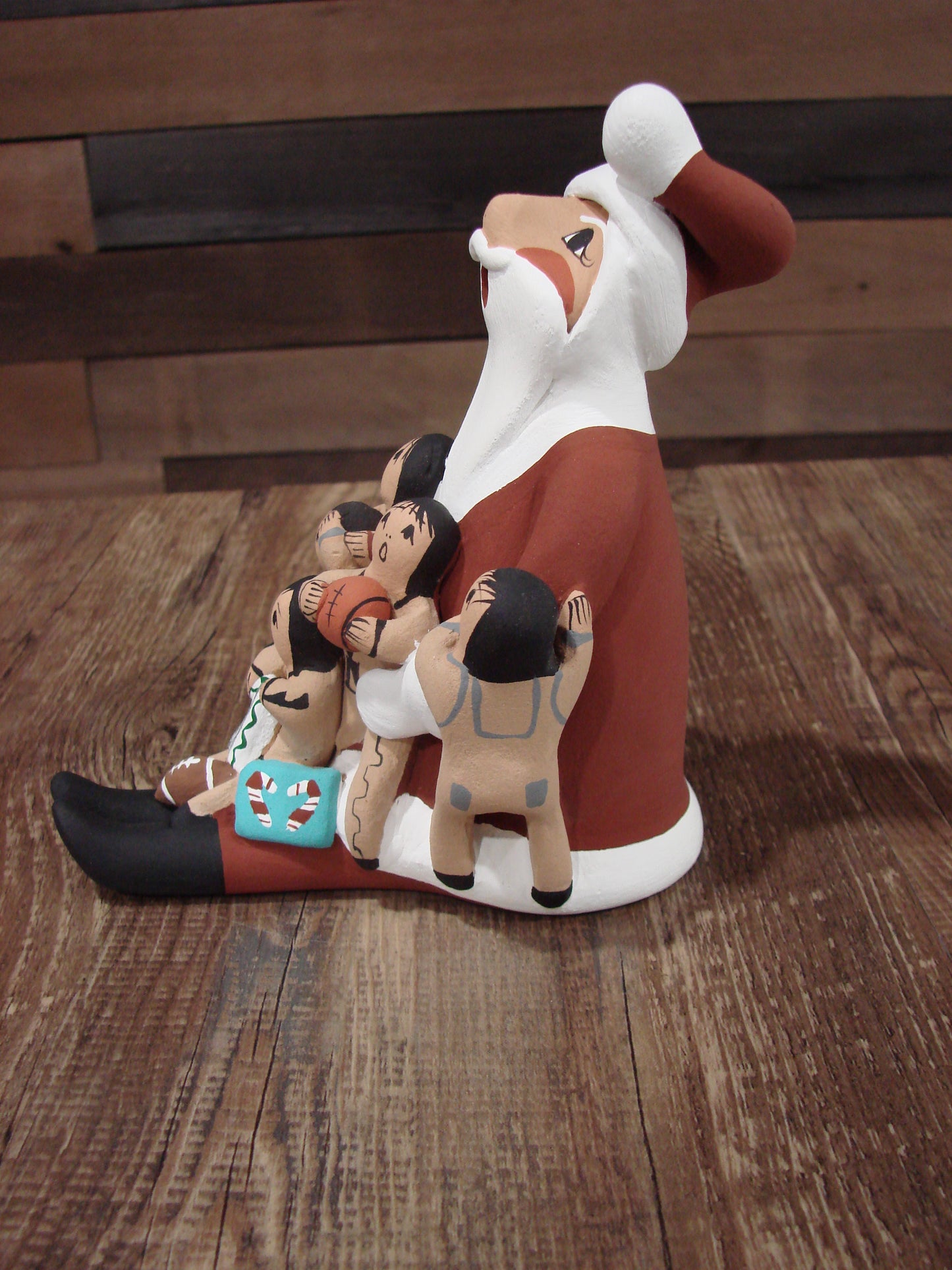 Native American Jemez Hand Sculpted Clay Santa Storyteller by Lucero
