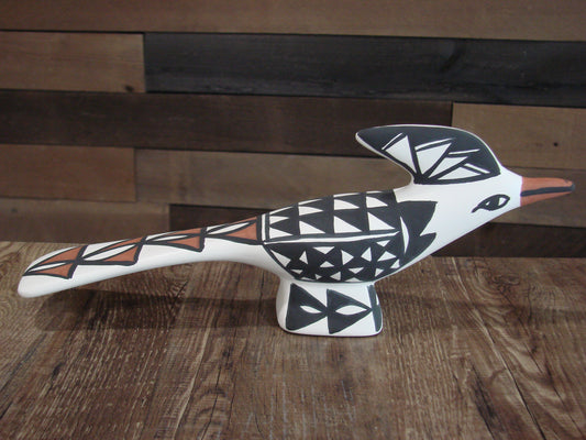 Native American Hand Painted Acoma Road Runner Pottery by Concho