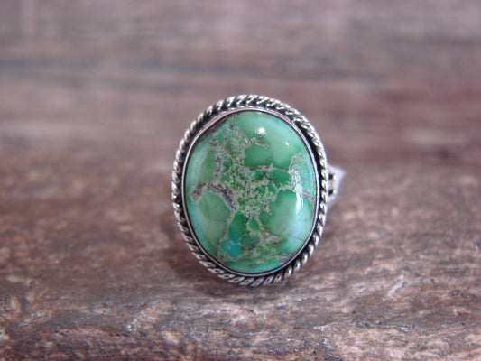Native American Sterling Silver & Sonoran Turquoise Ring by Saunders - Size 7.5