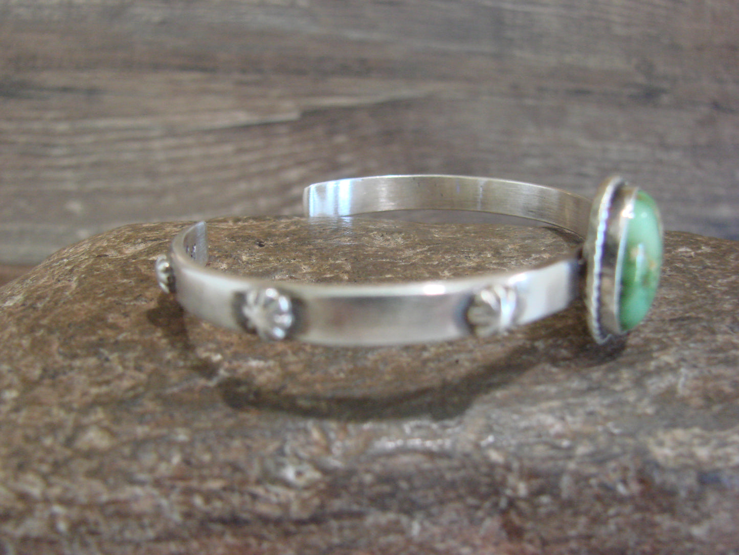 Native American Sterling Silver & Sonoran Turquoise Bracelet Signed SY