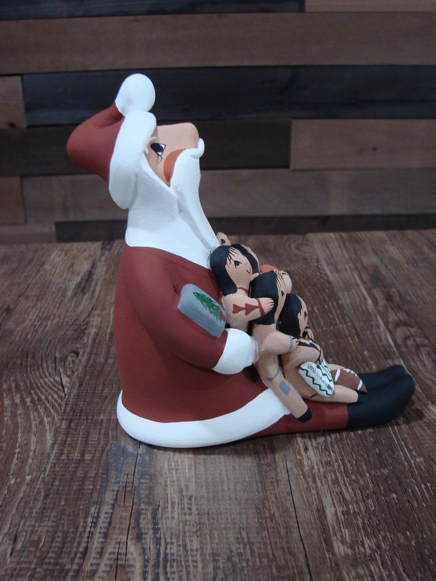 Native American Jemez Hand Sculpted Clay Santa Storyteller by Lucero