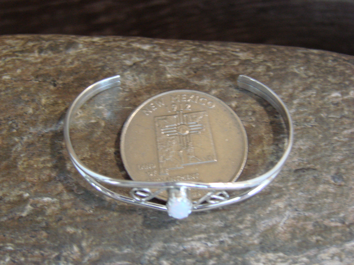 SMALL Navajo Baby / Child Sterling Silver Opal Bracelet by Lincoln
