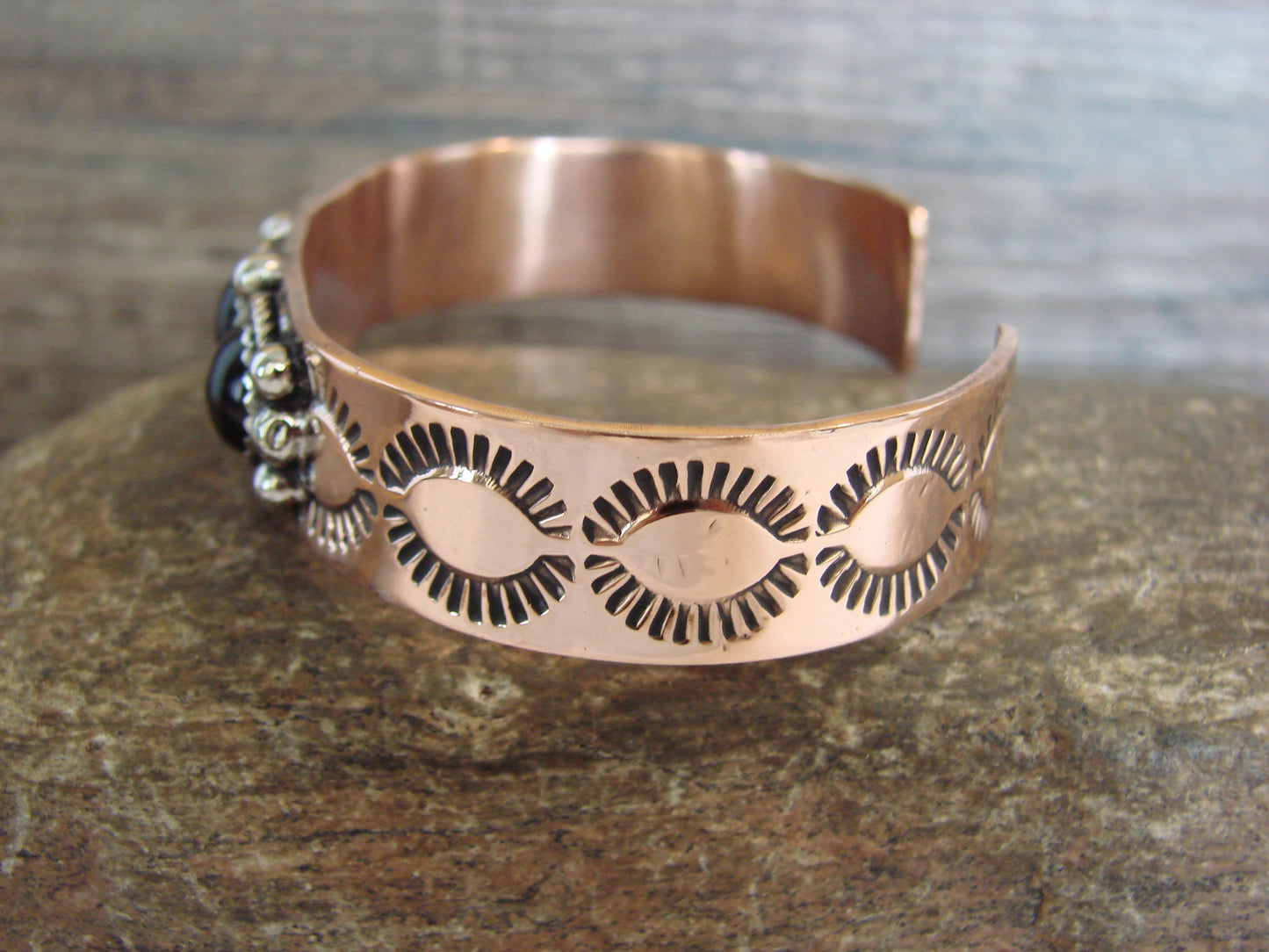 Native American Copper & Onyx Bracelet by Cleveland