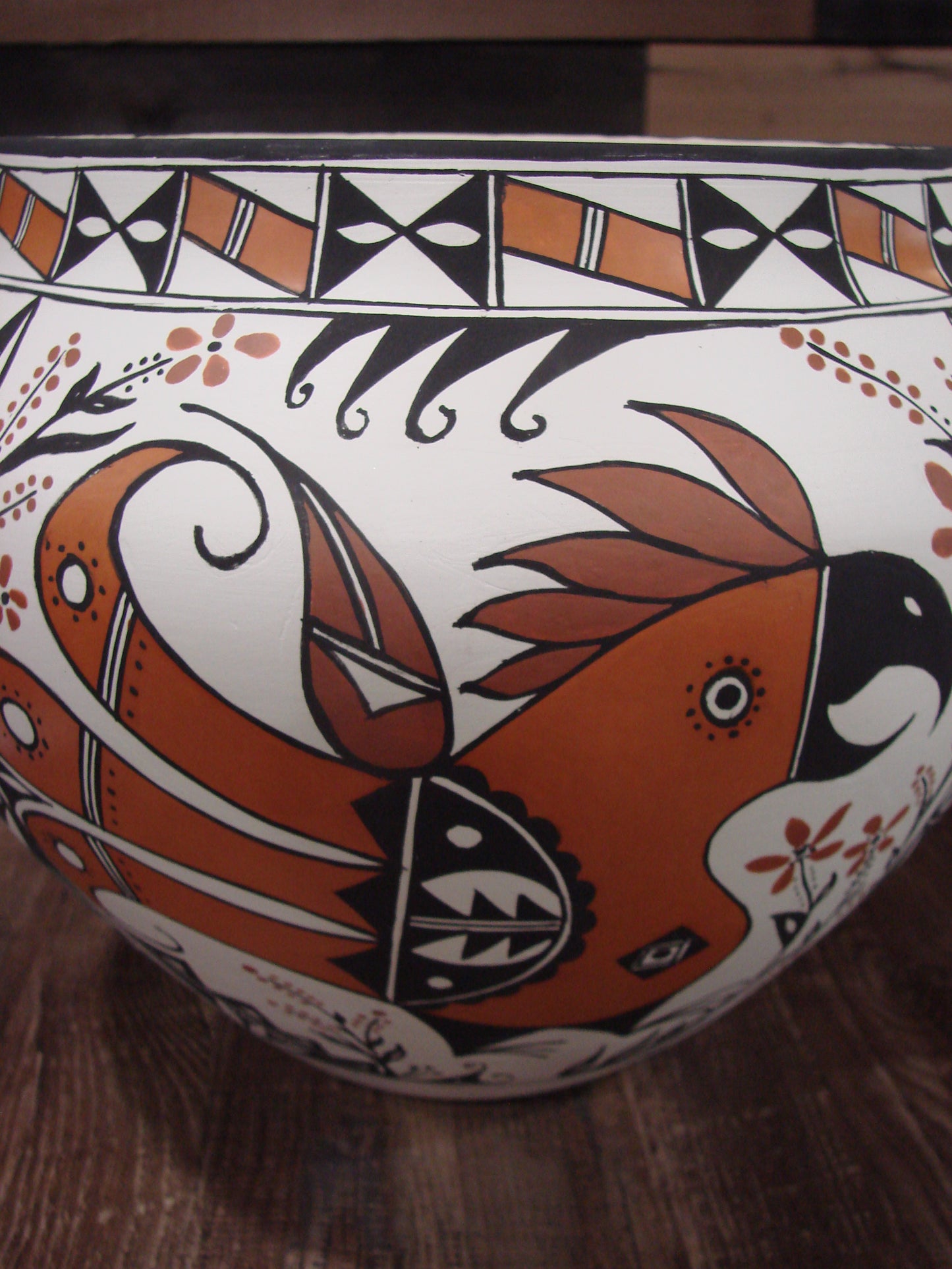 Native American Acoma Fine Line Hand Painted Pottery by R. Trujillo
