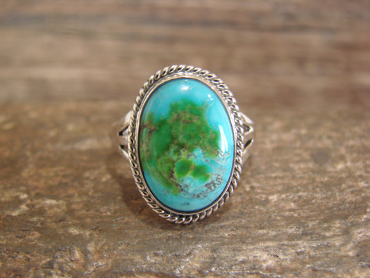 Native American Sterling Silver & Sonoran Turquoise Ring by Saunders - Size 7.5