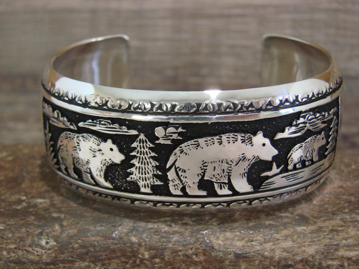 Native American Sterling Silver Bear Bracelet by Singer