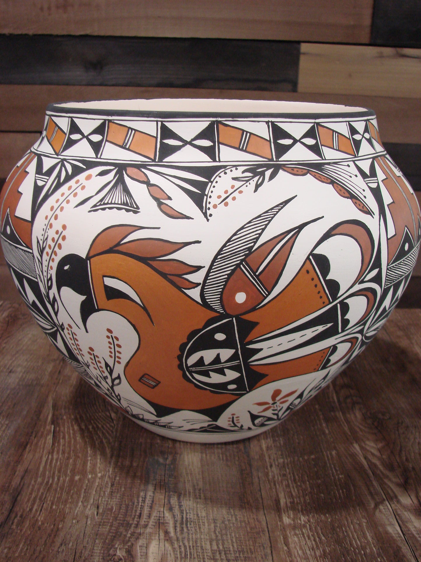 Native American Acoma Fine Line Hand Painted Pottery by R. Trujillo
