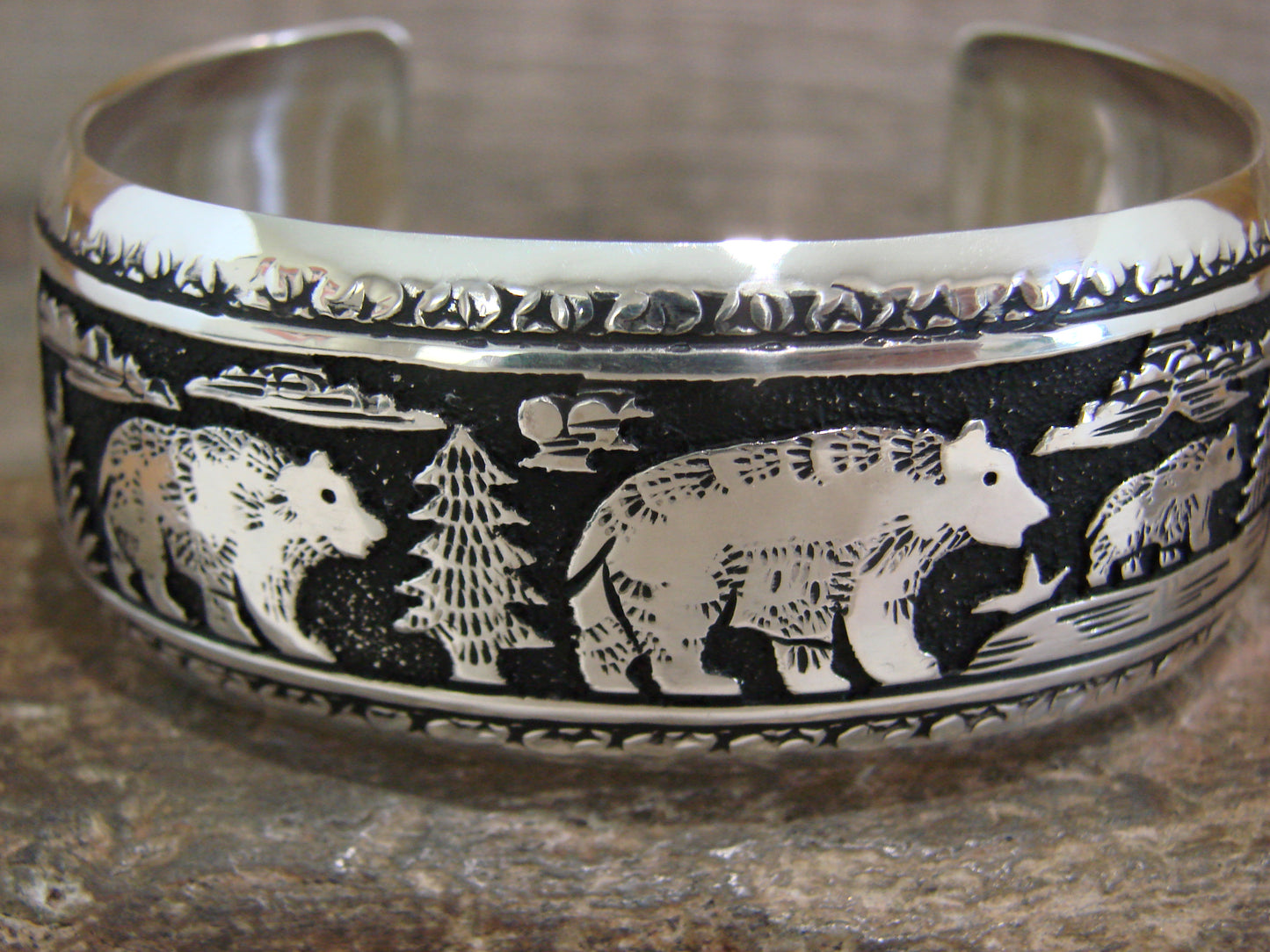Native American Sterling Silver Bear Bracelet by Singer