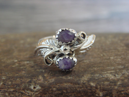 Native American Sterling Silver & Purple Spiny Oyster Ring - Yazzie - Size 6.5