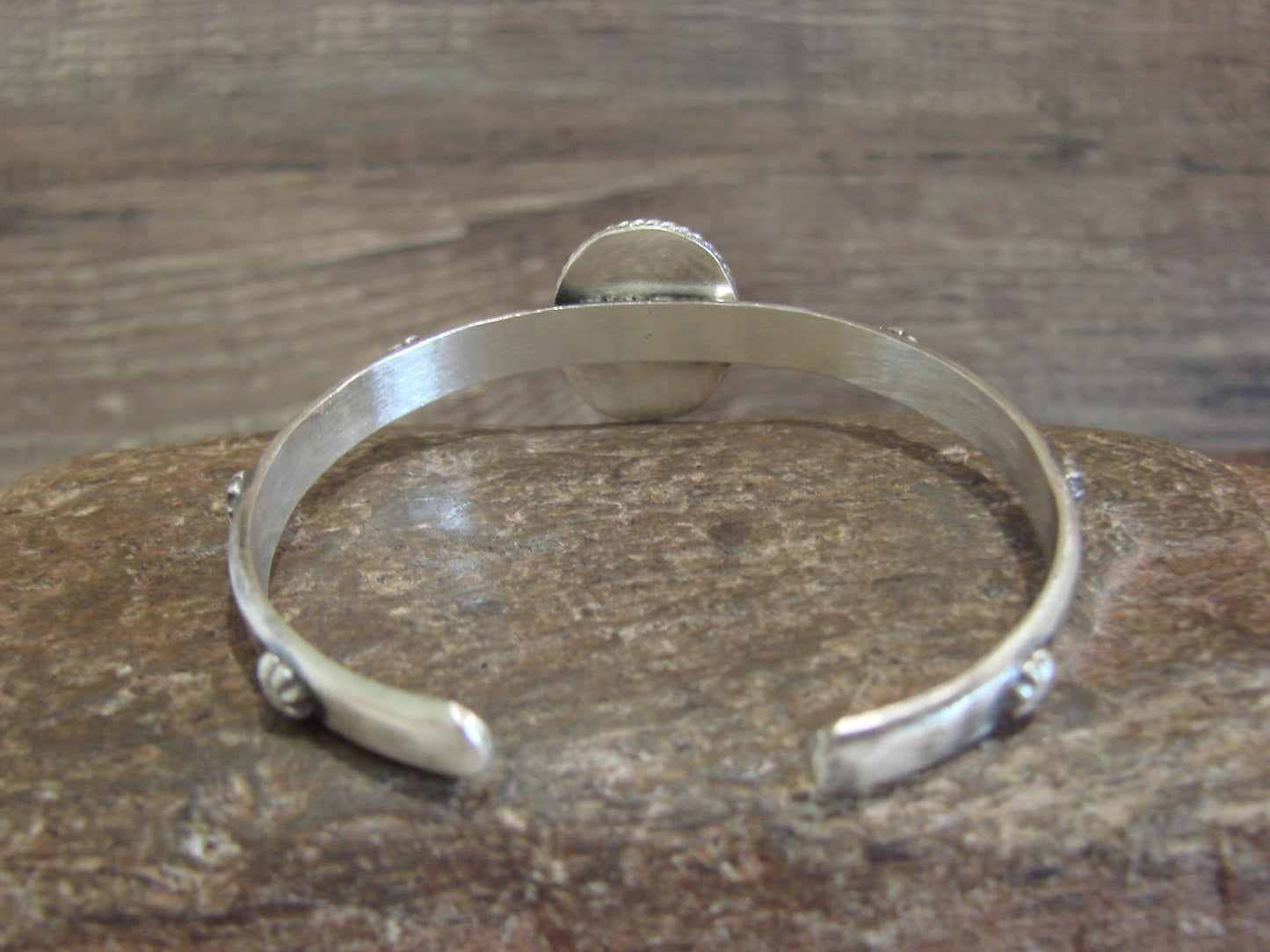 Native American Sterling Silver & Sonoran Turquoise Bracelet Signed SY