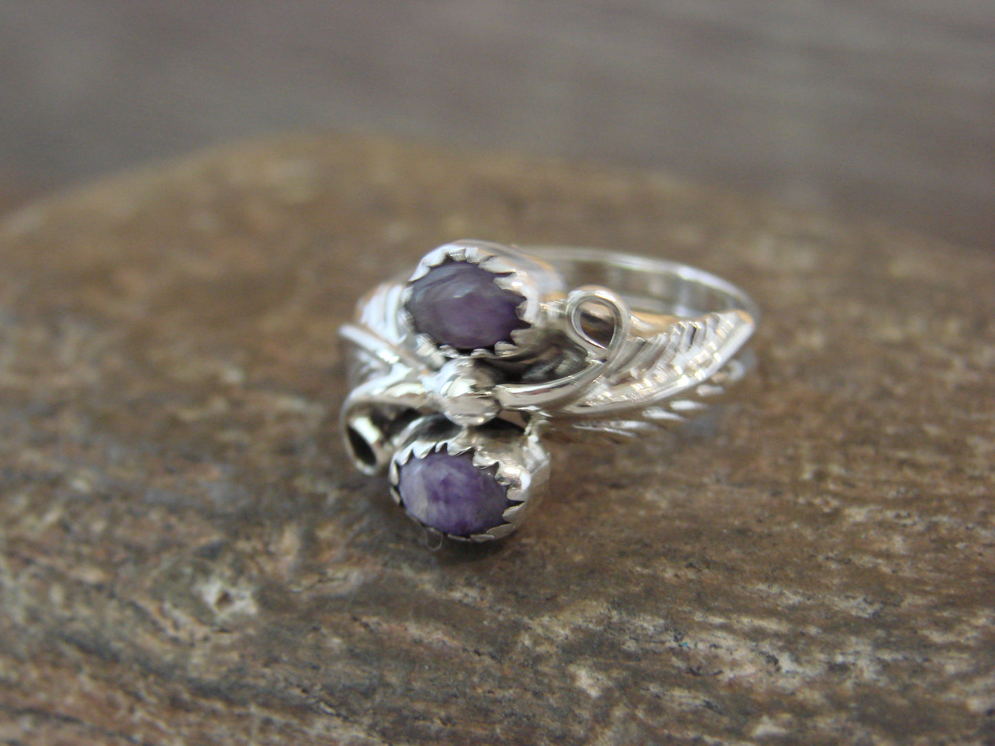 Native American Sterling Silver & Purple Spiny Oyster Ring - Yazzie - Size 7