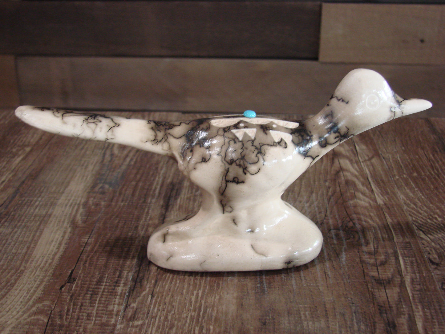 Native American Pottery Horse Hair Road Runner Sculpture by Vail