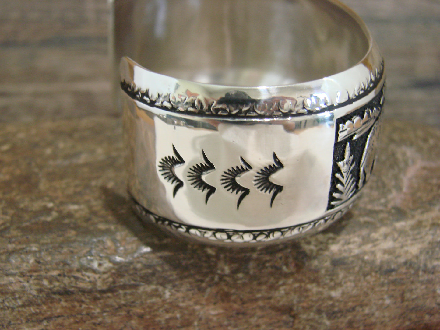 Native American Sterling Silver Bear Bracelet by Singer
