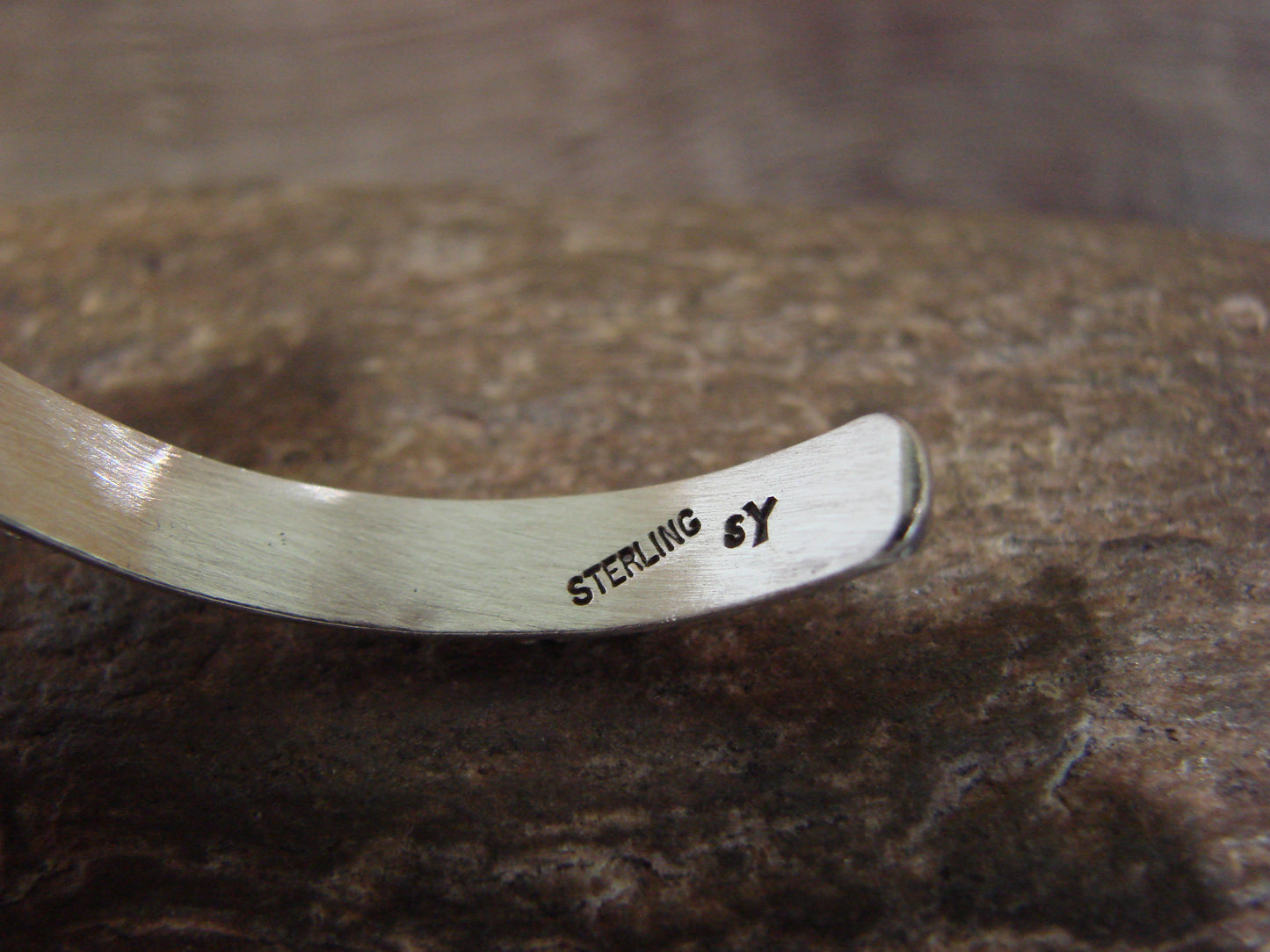 Native American Sterling Silver & Sonoran Turquoise Bracelet Signed SY