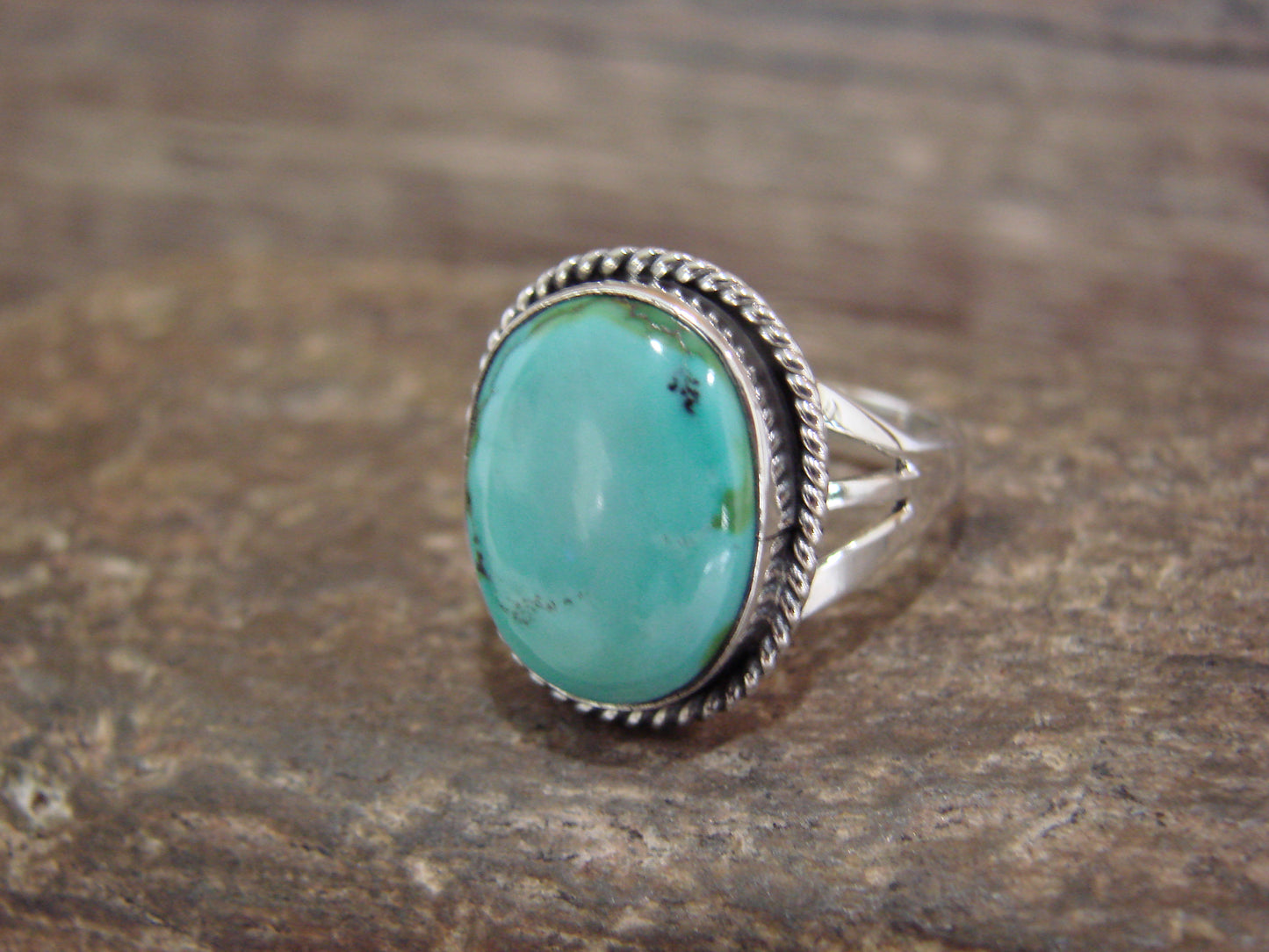 Native American Sterling Silver & Sonoran Turquoise Ring by Saunders - Size 7