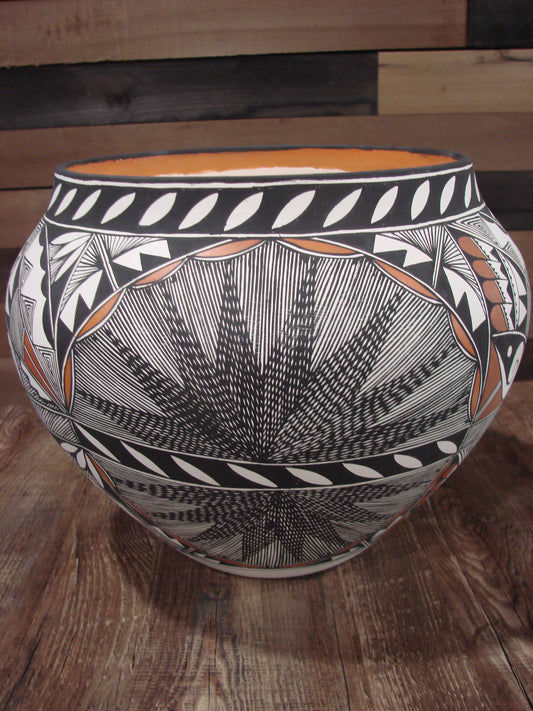 Native American Acoma Fine Line Hand Painted Pottery by R. Trujillo