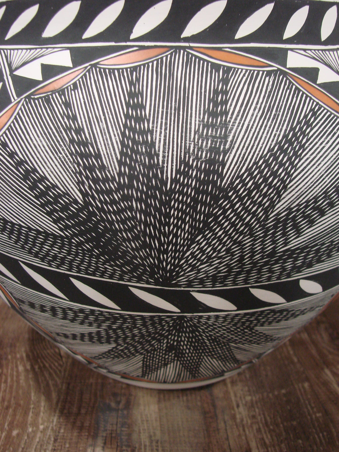 Native American Acoma Fine Line Hand Painted Pottery by R. Trujillo