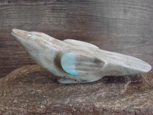 Native American Zuni Indian Stone Marble Bird Fetish by Leekya