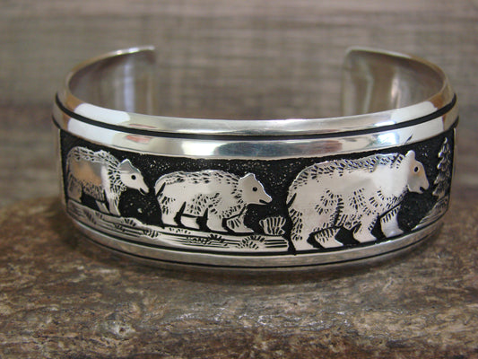 Native American Sterling Silver Bear Bracelet by Singer