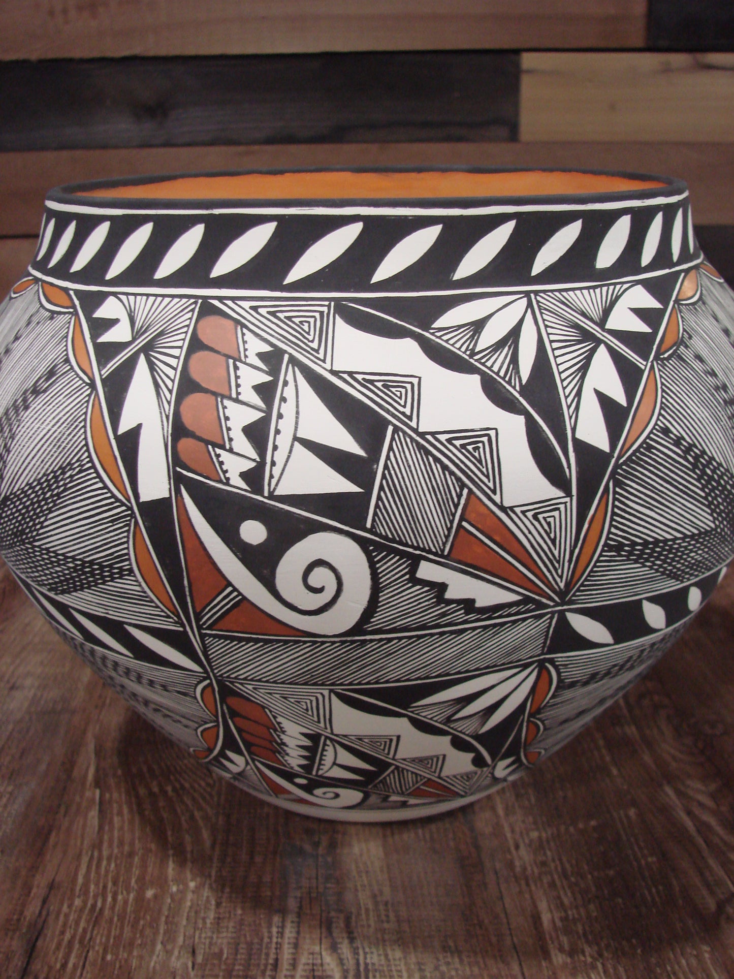 Native American Acoma Fine Line Hand Painted Pottery by R. Trujillo