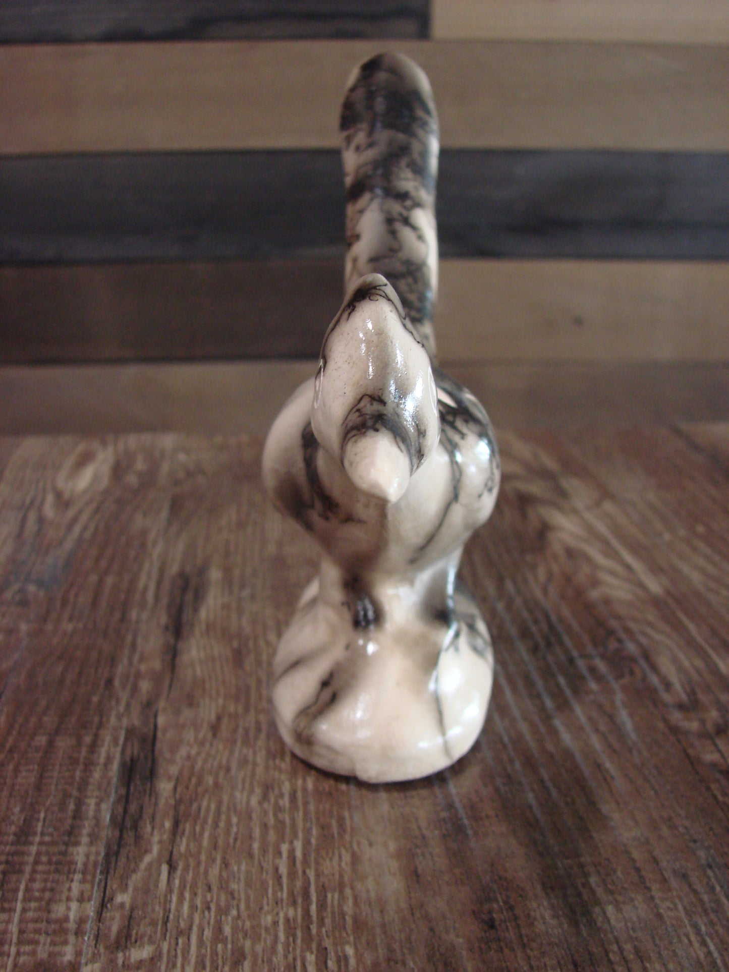 Native American Pottery Horse Hair Road Runner Sculpture by Vail