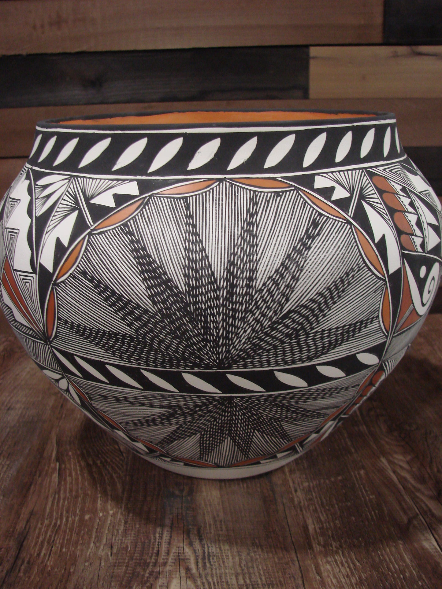 Native American Acoma Fine Line Hand Painted Pottery by R. Trujillo