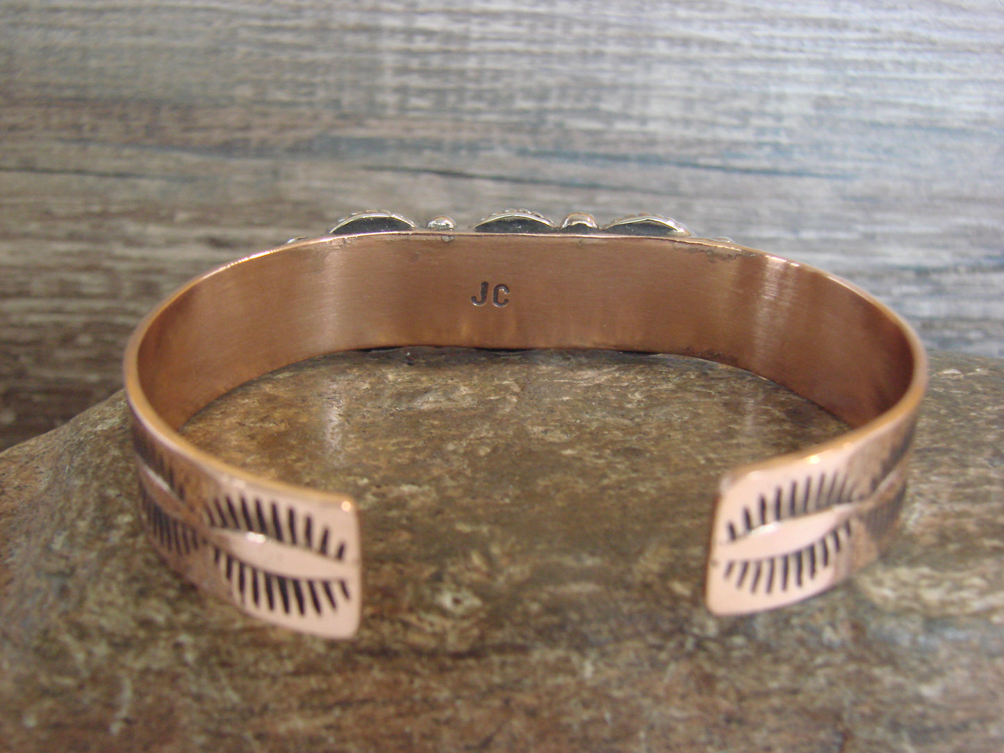 Native American Copper & Coral Bracelet by Cleveland