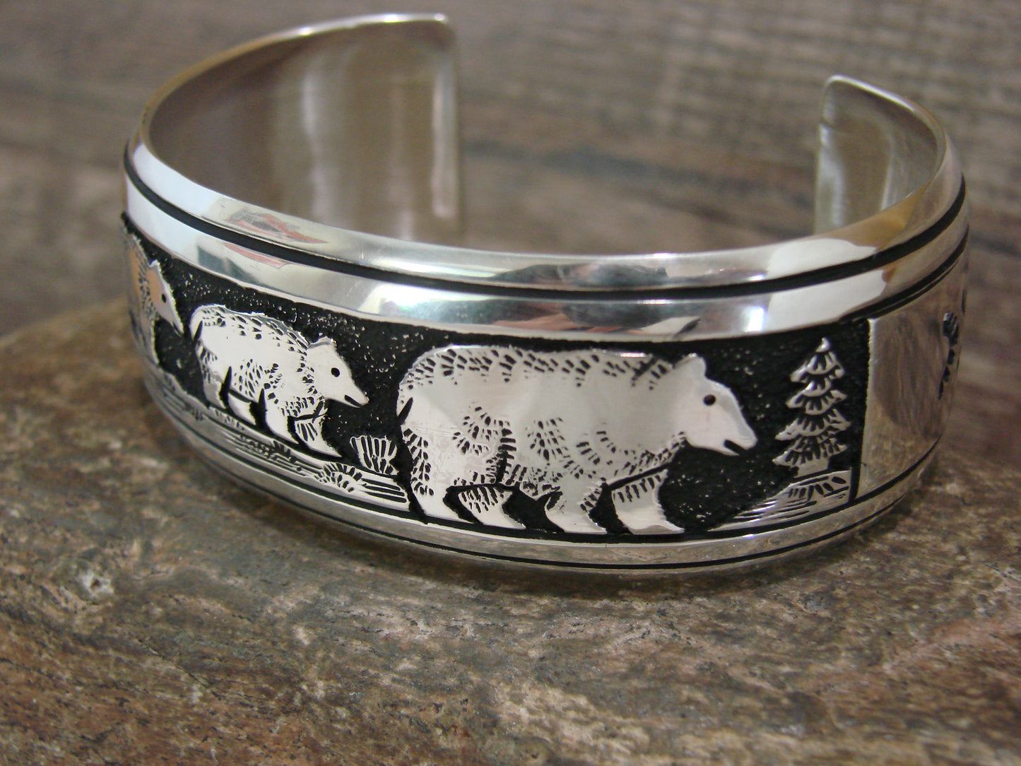 Native American Sterling Silver Bear Bracelet by Singer