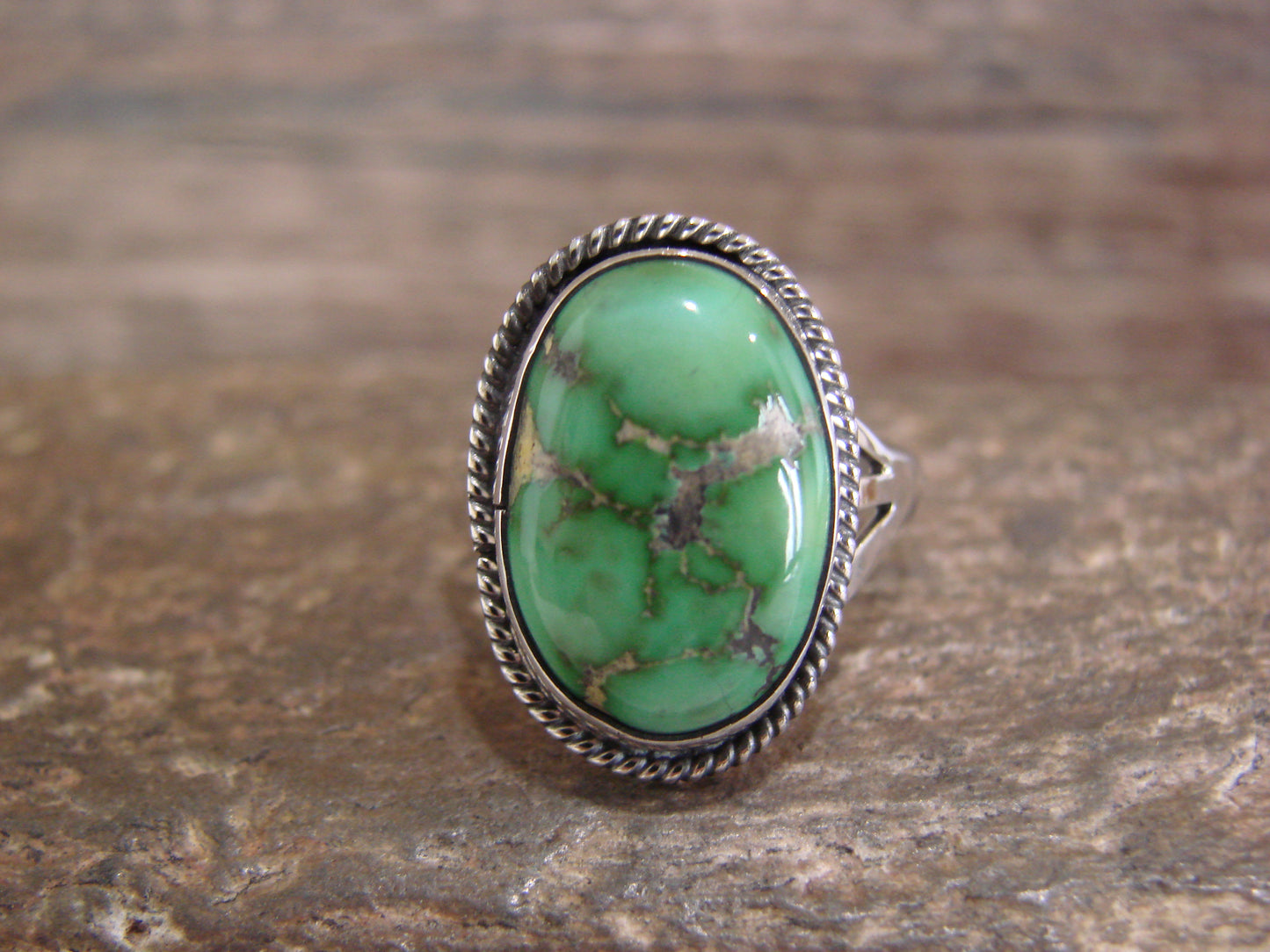 Native American Sterling Silver & Sonoran Turquoise Ring by Saunders - Size 6.5