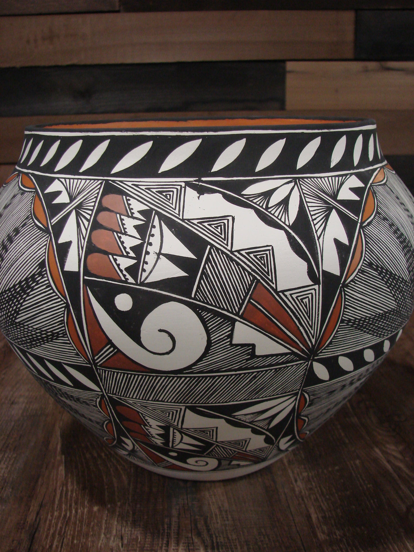 Native American Acoma Fine Line Hand Painted Pottery by R. Trujillo