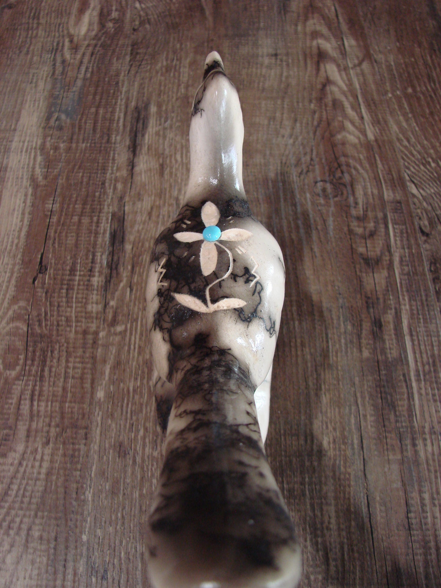 Native American Pottery Horse Hair Road Runner Sculpture by Vail