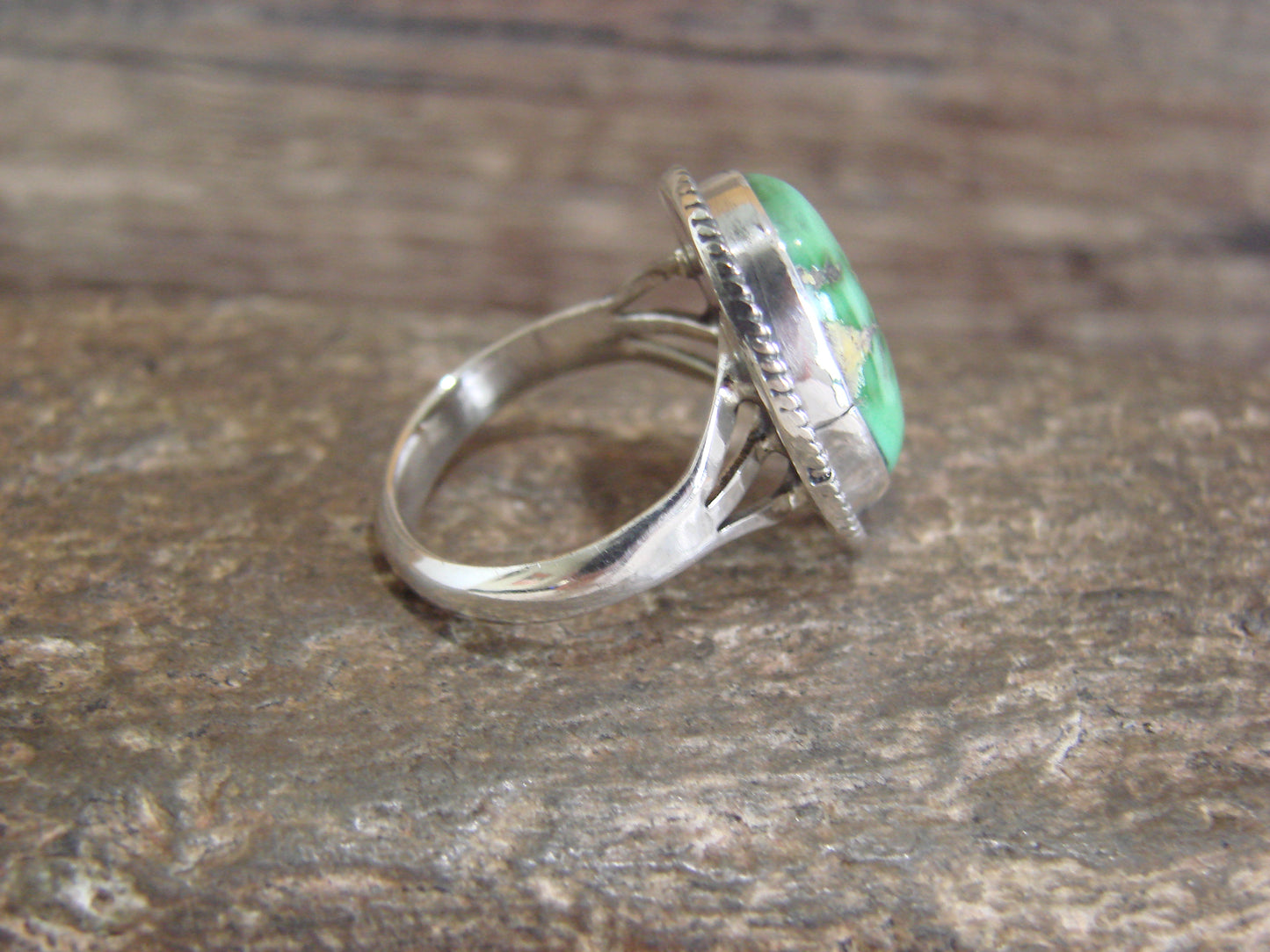 Native American Sterling Silver & Sonoran Turquoise Ring by Saunders - Size 6.5