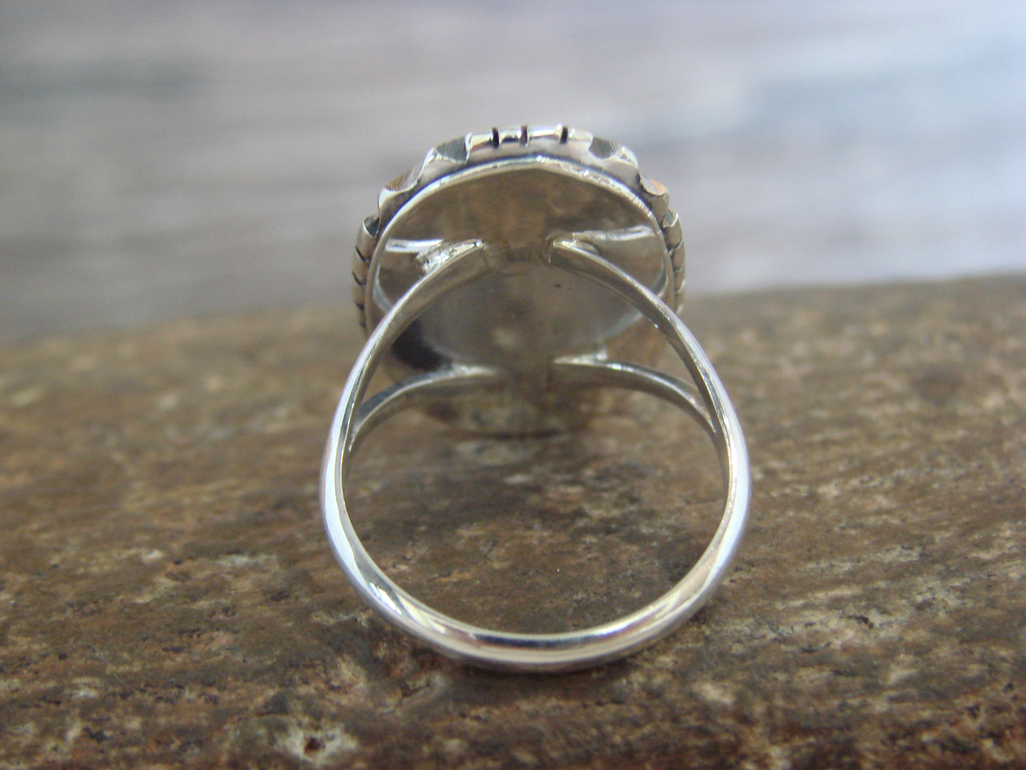 Native American Sterling Silver & Turquoise Shadow Box Ring - Begay - Size 6