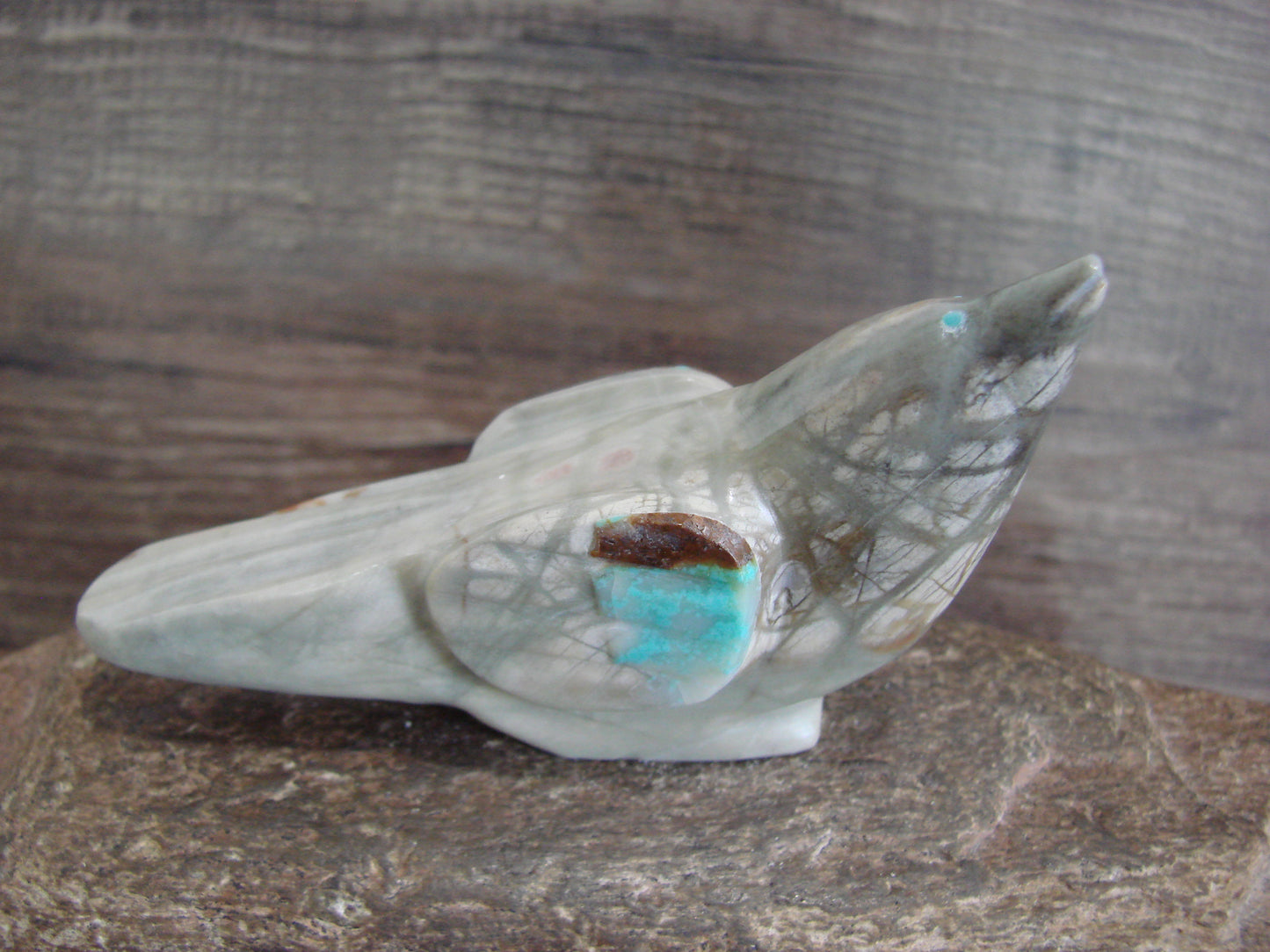 Native American Zuni Indian Stone Marble Bird Fetish by Leekya