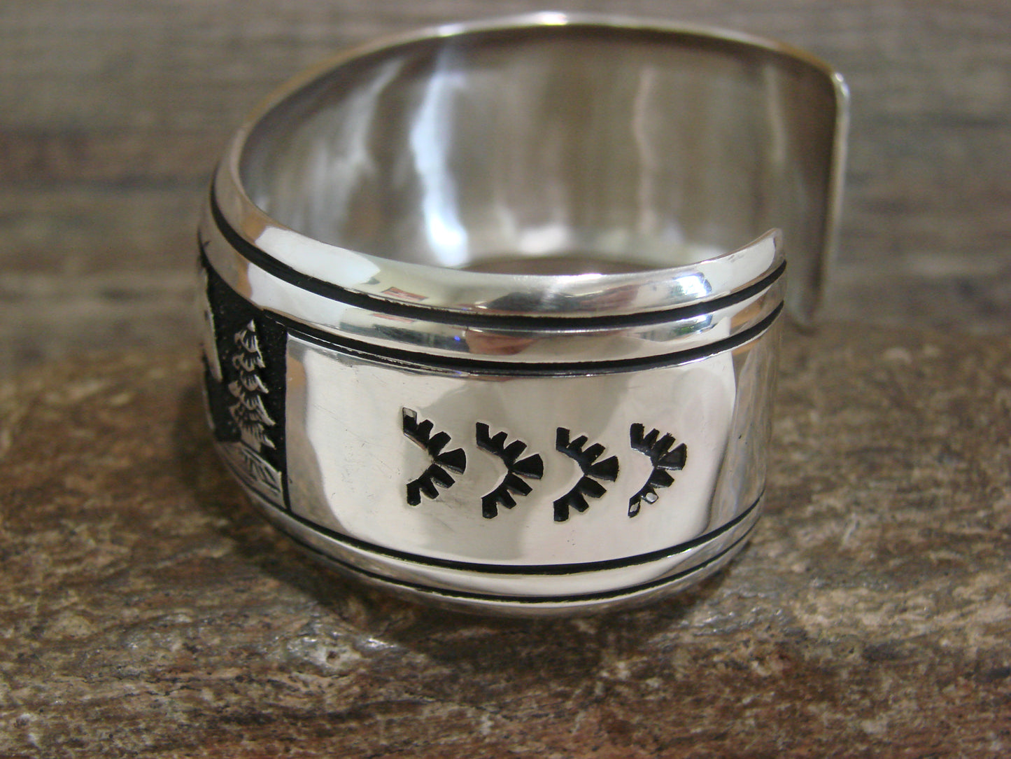 Native American Sterling Silver Bear Bracelet by Singer