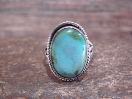 Native American Sterling Silver & Sonoran Turquoise Ring by Saunders - Size 6.5