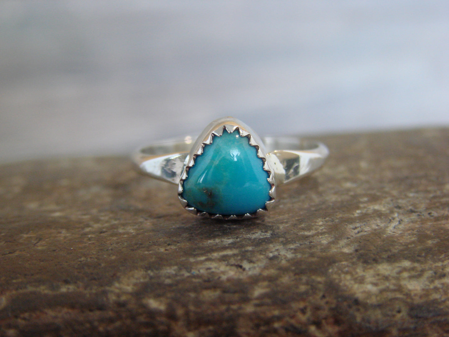 Native American Sterling Silver & Turquoise Ring by Smith - Size 6