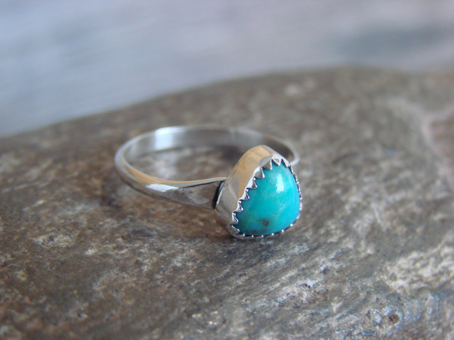 Native American Sterling Silver & Turquoise Ring by Smith - Size 6