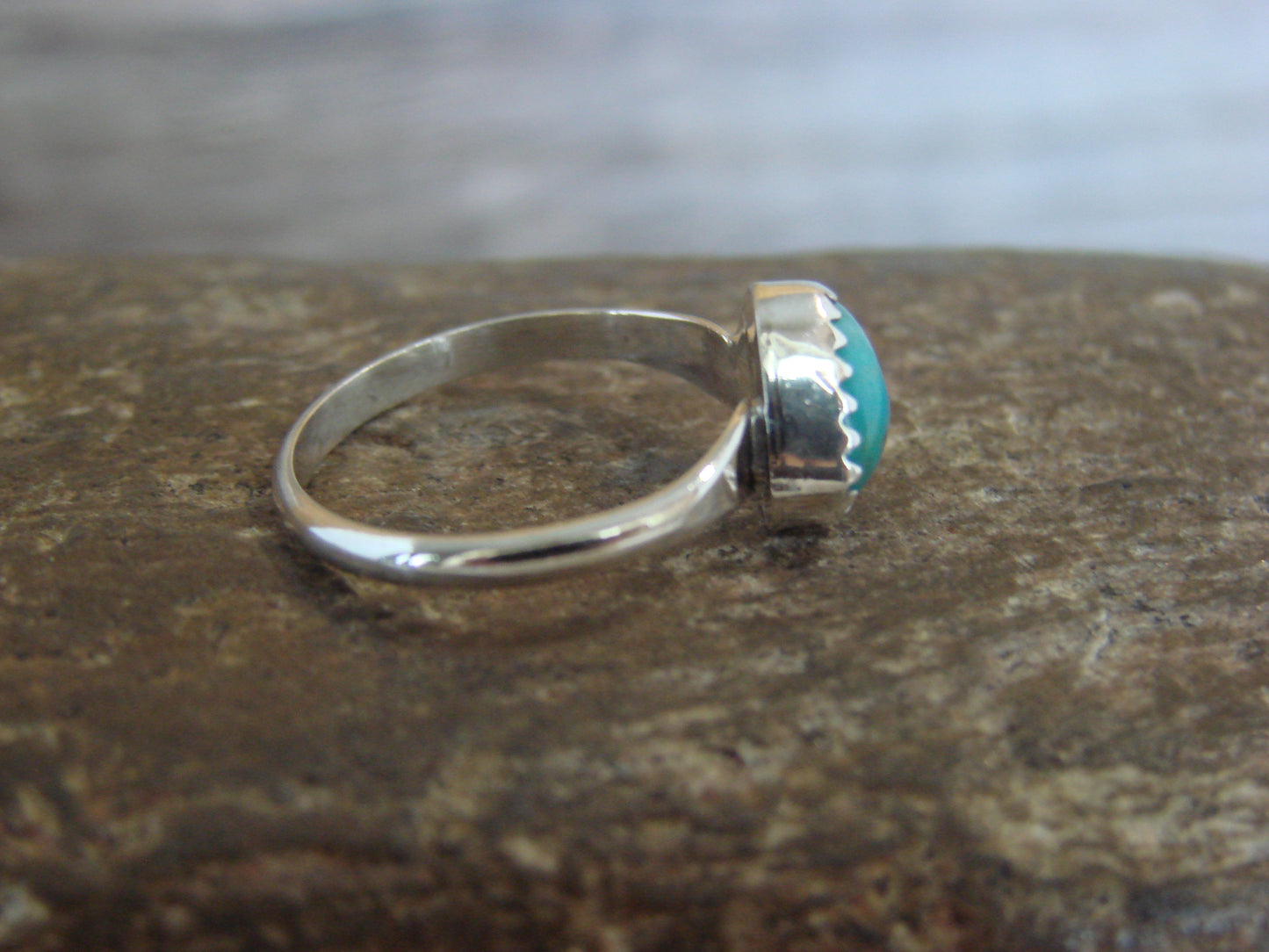 Native American Sterling Silver & Turquoise Ring by Smith - Size 6