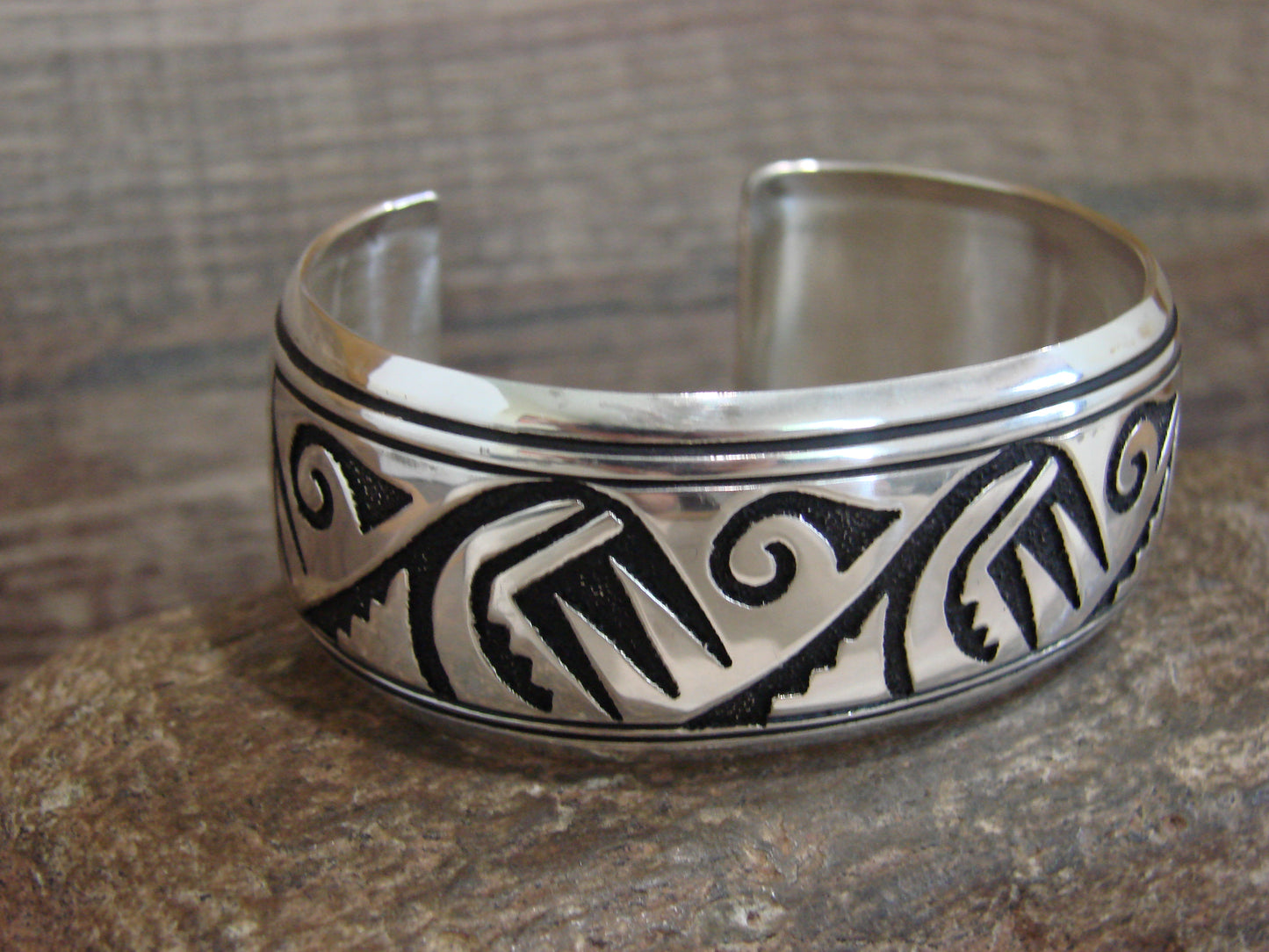 Native American Sterling Silver Petroglyph Bracelet by Singer