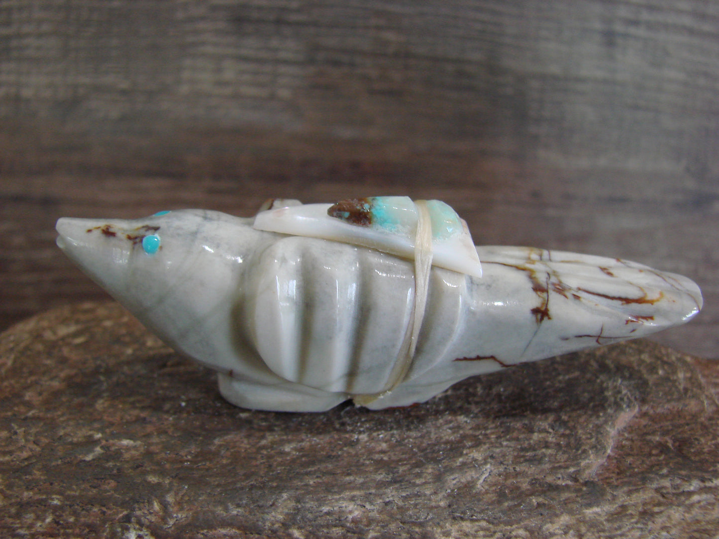 Native American Zuni Indian Stone Marble Bird Fetish by Leekya